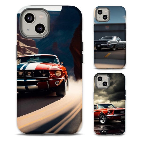 American Oldtimer Car Phone Case Mustang Handy Case Classic Retro Car Phone Case for iPhone 15 14 13 12 11 Pro Max Plus/Samsung Galaxy