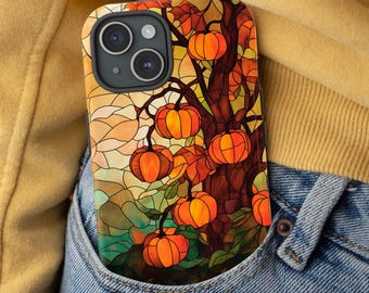 Funda de teléfono con diseño de calabazas de brujas para amantes de Halloween, regalo de vidrieras de otoño para iPhone 16, 15, 14, 13, 12, 11, 8, Galaxy S 24, 23, 22, 21 y 20 Pixel