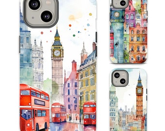 Big Ben telefoonhoesje, UK City London aquarel telefoonhoesje, Engeland City telefoonhoesje voor iPhone 15 14 13 12 11 XR Pro Max Plus/Samsung Galaxy