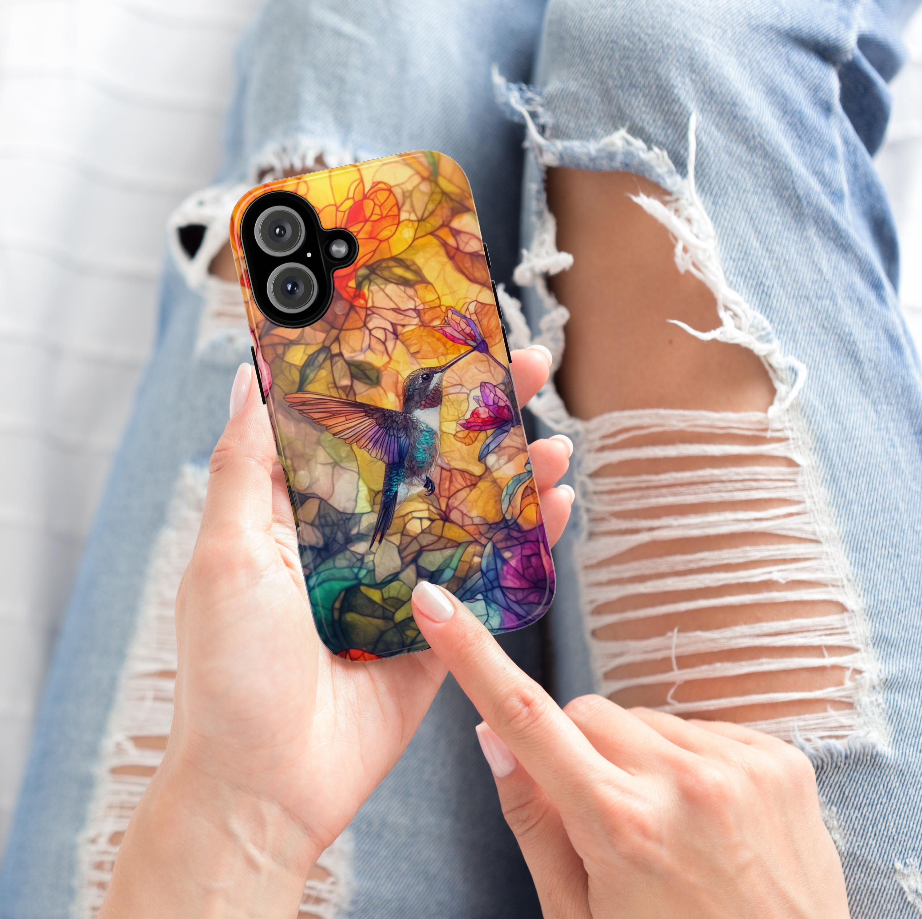 Coque De Téléphone Robuste - Motif Vitrail Colibri - Housse Oiseaux - Fredy-store - Neuve