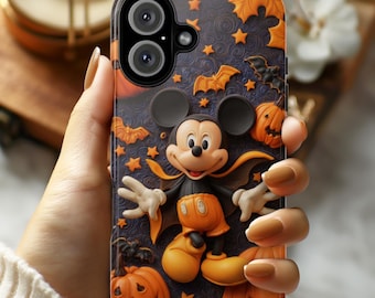 Mickey Mouse Lover Halloween Phone Case, Magical Pumpkins & Spiders Spooky Design Cover for iPhone 17 16 Tough or Magsafe, Samsung, 442.61