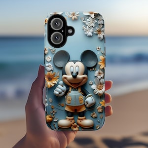 Custodia per telefono con motivo floreale primaverile Topolino, custodia per telefono 3D Disney Lover per iPhone 16 15 14 13 Pro Magsafe Samsung Galaxy S24, 442,40