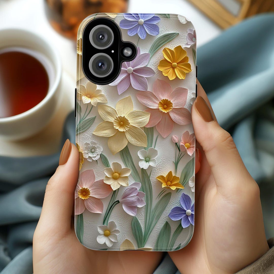 Phone Case Pattern Spring Spring Floral Phone Case, Colorful 3D Flower Art Phone Cover, Botanical ...