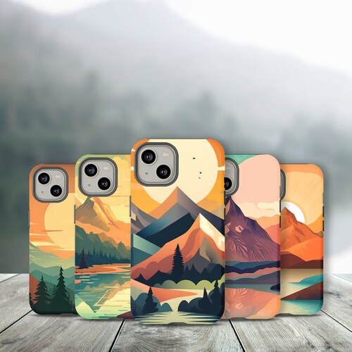 Abstract Mountain Nature Phone Case, Artistic and Stylish Protective Cover Inspired by Nature's Beauty for a Unique Look, iPhone, JAY0001