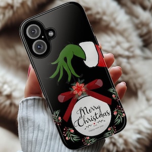 Xmas Grinch iPhone Case, Christmas Winter Phone Cover, Holidy Present for iPhone 16 15 14 13 Pro Max Magsafe / Samsung Galaxy S25, 146