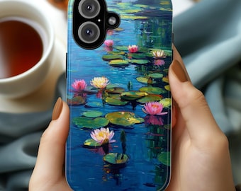 Monet's Waterlilies phone case, Floral spring painting design phone cover, 412.4