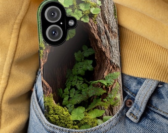 Etui na telefon „Życie w życiu”, etui na telefon „Miłośnik lasu natury”, etui na telefon z motywem bluszczu i paproci do iPhone'a 16 15 14 13 Pro Max Plus, Samsunga S24, 460,2