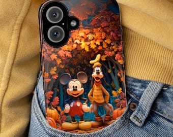 Disney Mickey Mouse & Goofy Fall Phone Case | Autumn Leaves Pumpkins Cute Cartoon Cover for iPhone 17 16 Tough or Magsafe, Samsung, 442.54