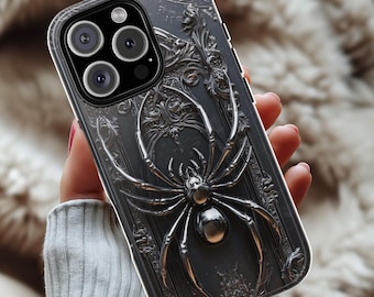 3D Dark Gothic Fantasy Spider Phone Case, Mystical Aesthetic Phone Cover for iPhone 16 15 14 13 Pro Magsafe Samsung Galaxy S24, 465.1