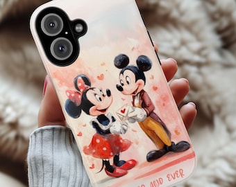 Mickey and Minnie Mouse Floral Phone Case, Personalized Valentine’s Day Gift for iPhone Tough or Magsafe, Samsung, 442.68