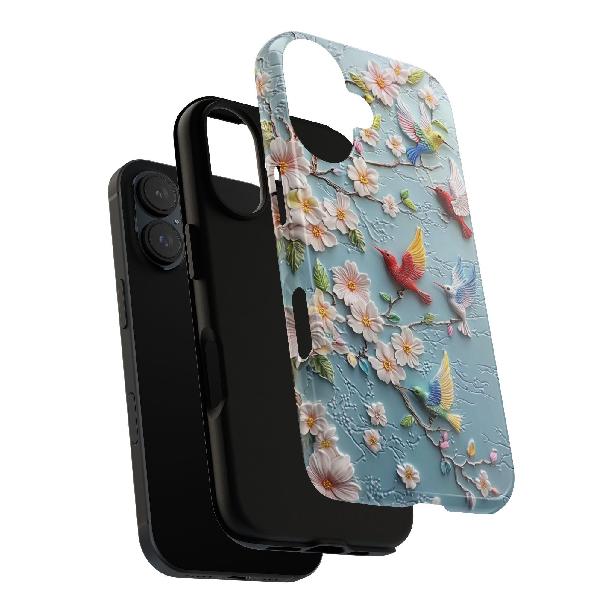 Cell Phone Case Spring Colorful Hummingbird & Cherry Blossom Phone Case, Spring 3D Floral ...