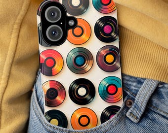 Retro Disco Vinyl Record Phone Case, Music Record Phone, Retro Party Cover for iPhone 16 15 14 13 Pro Max Plus /Samsung Galaxy S25, 317