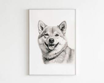 Retro Shiba Inu Poster Haustier Portraits  Hund Wohndekor Fressnapf Print Druck Digital Art  Wanddekoration Haustier Wandkunst Coins Heimat