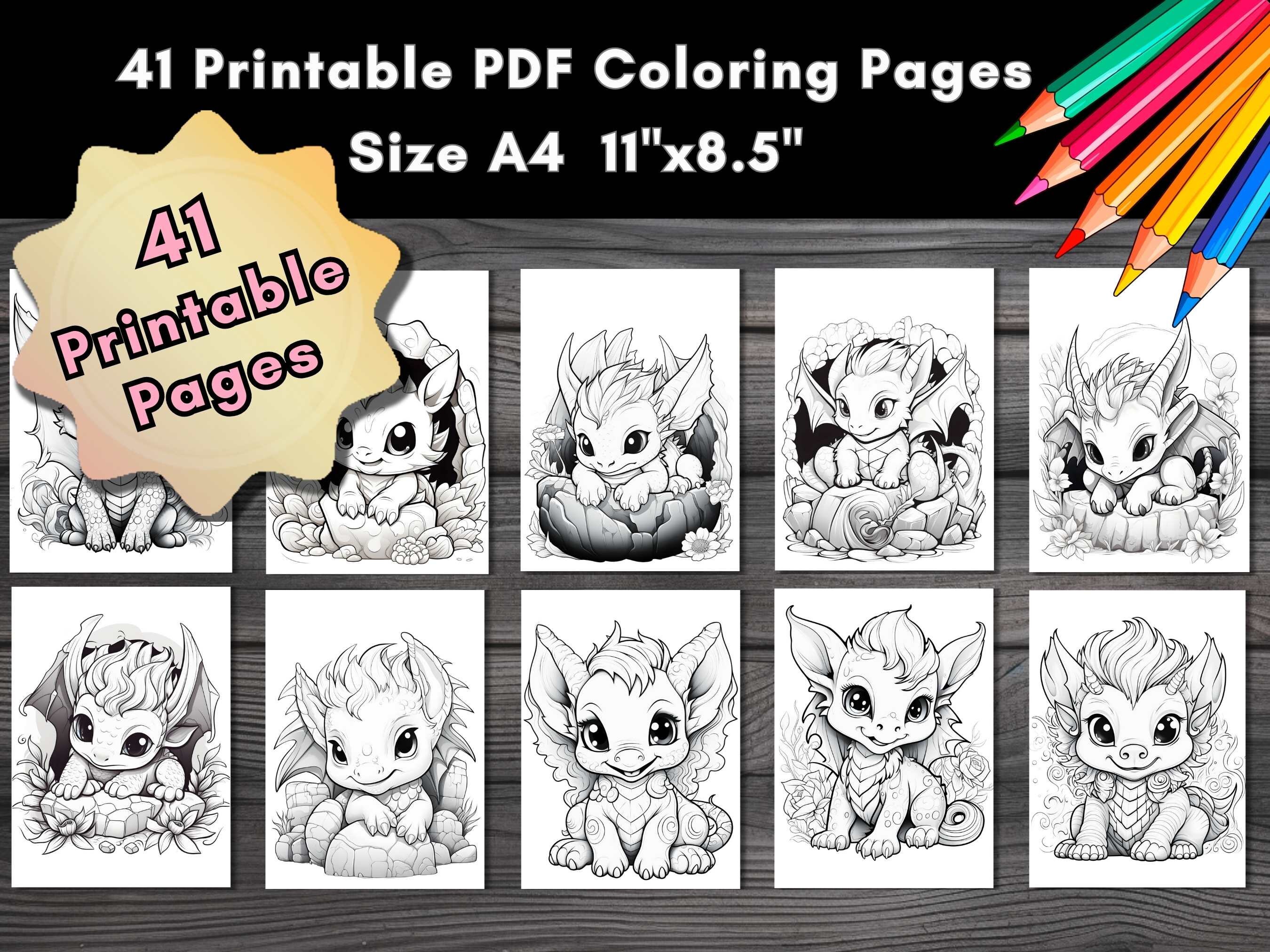 41 Kawaii Dragons Printable Coloring Pages Cute Kawaii Animals Baby