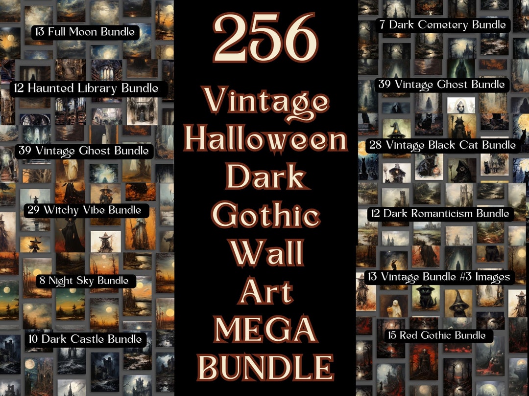 256 Vintage Fall Halloween Wall Art MEGA Bundle, Witchy Vibes, Ghosts ...