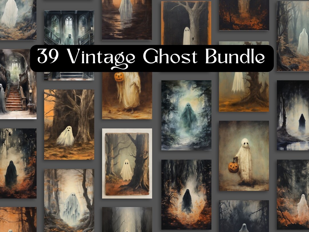 39 Vintage Ghost Oil Painting Wall Art Bundle Instant Etsy