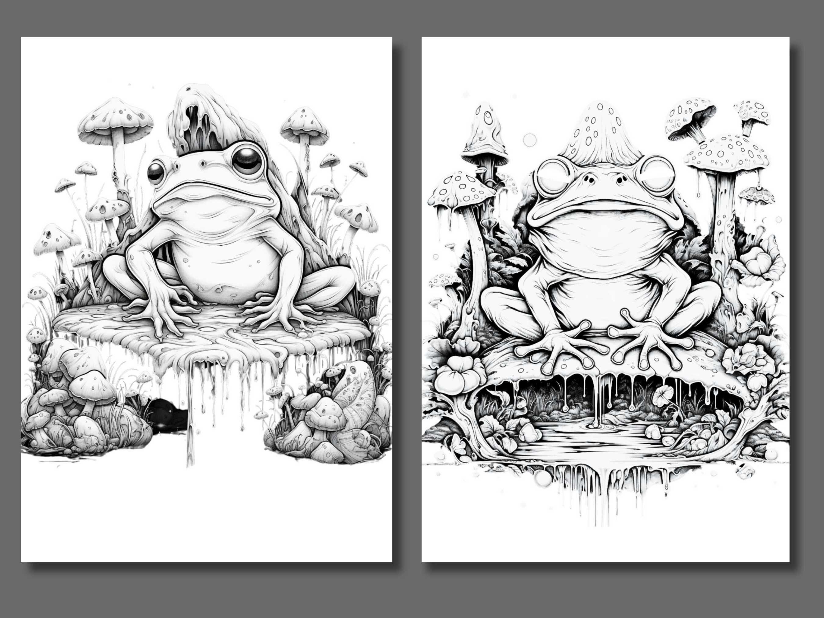 24 Trippy Frogs V1 Psychedelic Coloring Pages Instant Download ...