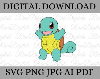 Squirtle Svg Layered ,Clipart, Cricut, Digital Vector Cut File, Svg, Png, Eps Files, Cut File Svg, Digital Clipart