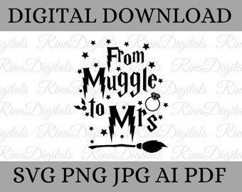 Von Muggle zu Mrs svg, HP Hochzeit svg, Braut Bachelorette svg, Hochzeit svg, Immer HP, silhouette, Vektordatei, digitale Clipart, digitales svg