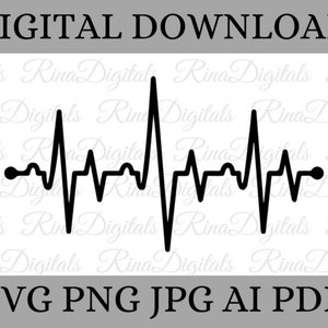 Heartbeat Line SVG Files | ECG EKG Cut Files | Healthcare Vector Files | Nurse Vector |Heartbeat Pulse Clip Art, Silhouette, Digital Clipart