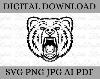 Bear Mascot SVG, png, Svg Files for cricut, Printable Svg, Digital Clipart, Sublimation Design