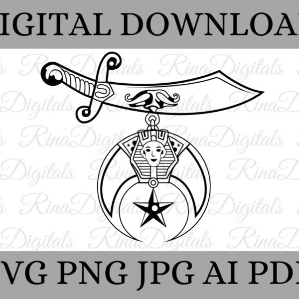 Shriner Emblem Scimitar Svg, Shriner Cut File, Shriner svg, Shrine Logo, Vinyl Decal, Silhouette, Cricut, Digital File svg eps jpg pdf png