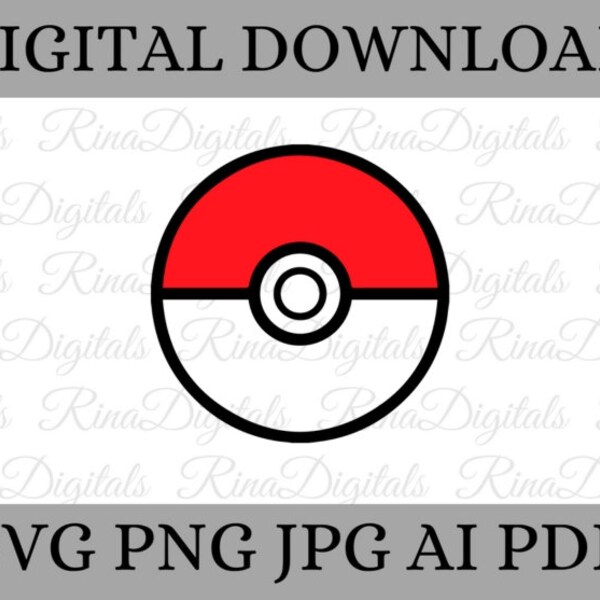 Ball SVG PNG EPS Clip Art for like and Silhouette File Cartoon File, pokeball sticker, pokeball plotter, Anime Svg, Silhouette svg, Cut File