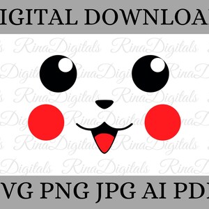 22 Pokemon Face Svg Big Bundle Pikachu Snorlax Clipart Cut 