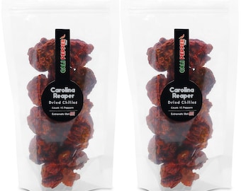 Paquete de 2 chiles secos Carolina Reaper: los chiles más picantes del mundo, extremadamente picantes, totalmente naturales, 15 chiles. 1.641.183 SHU. 2 x US10