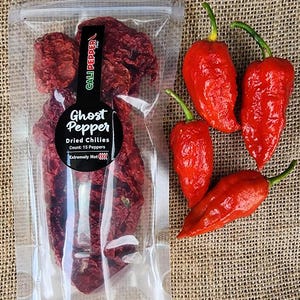 2 pack Ghost pepper dried chilies, extremely hot, all Natural, count 15 peppers. 2 x US10.