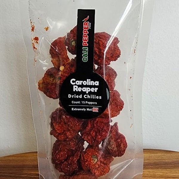 Carolina Reaper Getrocknete Chilis - Die heißesten Chilischoten der Welt, extrem scharf, alle natürlich, zählen 15 Paprikaschoten. 1.641.183 SHU Durchschnitt