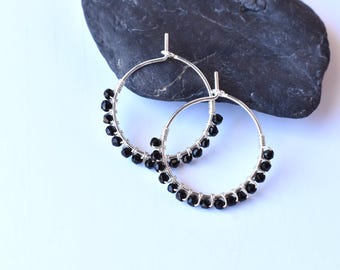Sterling silver earrings with black chalcedony
