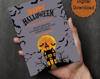 Editable Printable Halloween Invitation, Digital Video Invitation, Digital Halloween Party Invitation, Animated Mobile Halloween Invitation