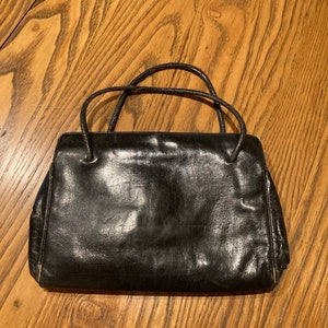 Vintage, Schwarze Lederhandtasche