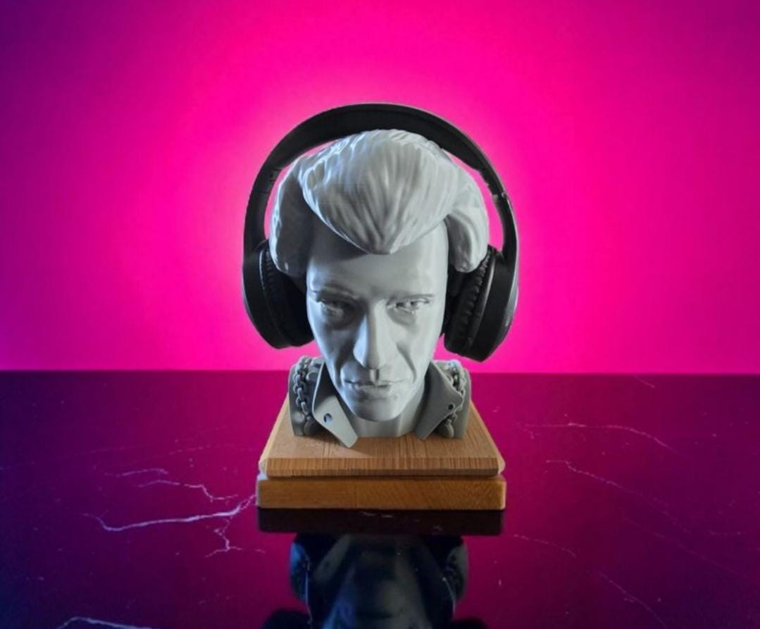 Buste Johnny Hallyday - Support Pour Casque Audio - 25 Cm - Neuf