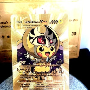 Carte Pokémon dorée Lunala Pikachu/ Cosmax/ 25/55 /PROXY