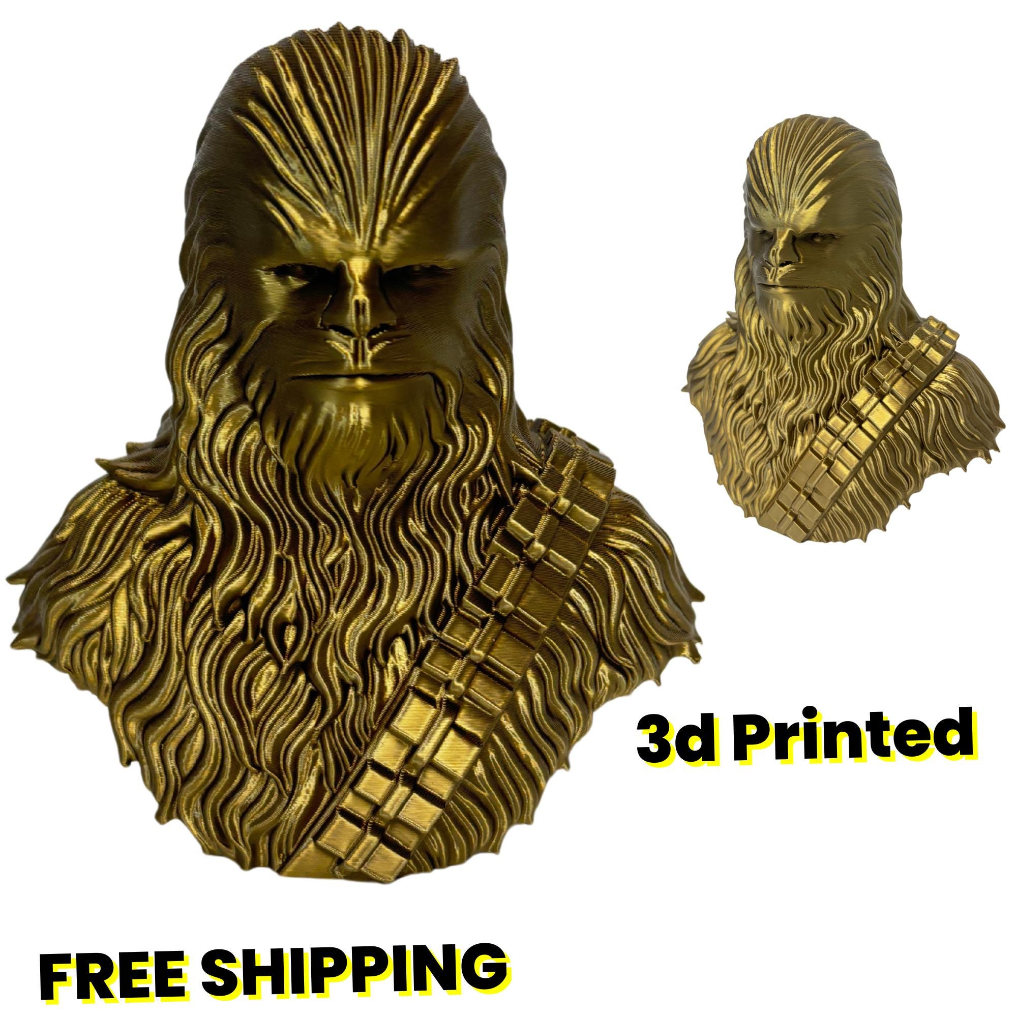 Chewbacca Inspired Space Wookie Bust Sci-Fi Fan Display 3D Printed Desk Decor Collector Shelf Statue Galaxy-Themed Gift