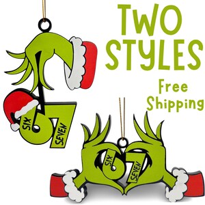 Grinch Six Seven Ornament , Funny Grinch 67 Santa Christmas 2025 Ornament, Viral 2025 Six Seven 6 7 TikTok Ornament