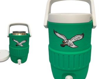 Funda térmica para latas de 355 ml (12 oz) de los Philadelphia Eagles, ideal para refrescos, cerveza y fiestas al aire libre. Portavasos reutilizable con orificio para pajita.