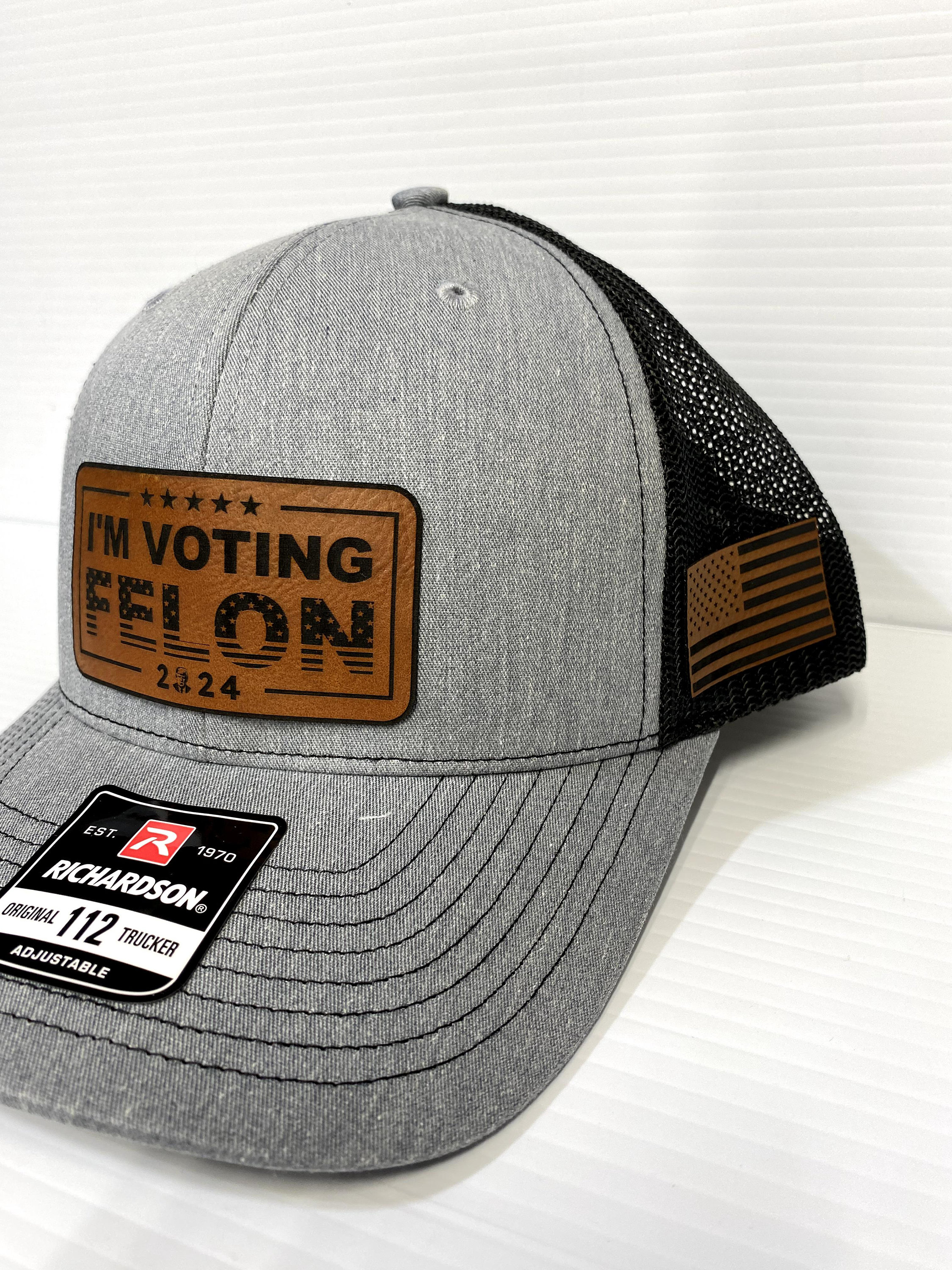 Felon Patch I'm Voting Felon Trump 2024 Hat: Laser Engraved Leather Patch ...