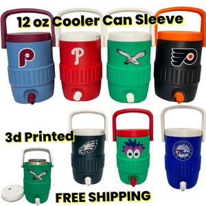 12oz Cooler Can Holder Philadelphia Sports Beverage Sleeve for Soda Beer Tailgates Parties Reusable Drink Holder with Straw Hole