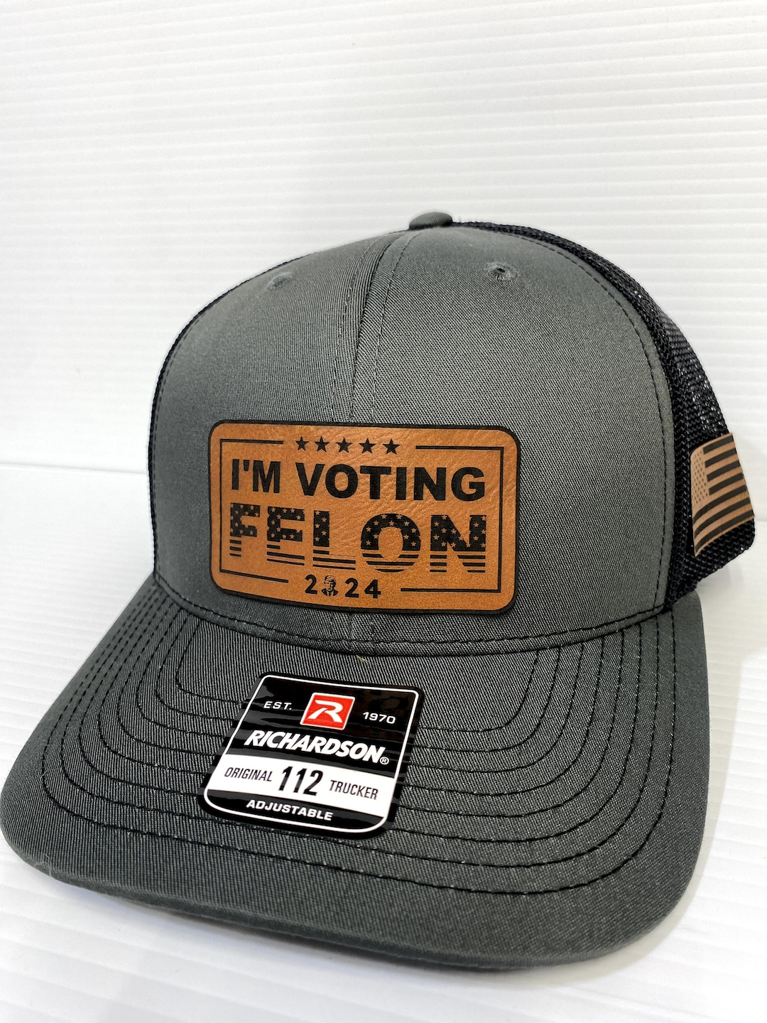 Felon Patch I'm Voting Felon Trump 2024 Hat: Laser Engraved Leather Patch ...