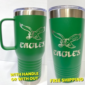 Vaso con aislamiento de doble pared de 20 oz de color verde Kelly de los Philadelphia Eagles (una cara)
