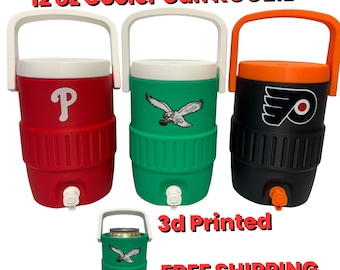 12oz Cooler Can Holder Philadelphia Sports Beverage Sleeve for Soda Beer Tailgates Parties Reusable Drink Holder with Straw Hole
