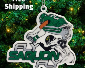 Saquon Barkley Ornament: Eagles Football, Backward Hurdle Play