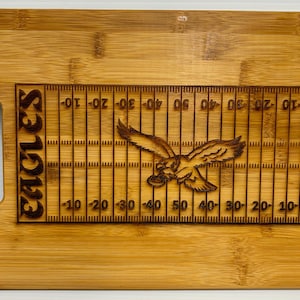 Philadelphia Eagles Bamboo Cutting Board: Laser Engraved Charcuterie Board (13x9)