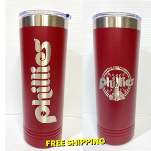 Vaso flaco de los Philadelphia Phillies, vaso aislado de doble pared de 22 oz (doble cara)