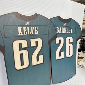 Philadelphia Eagles Super Bowl Win Wood Jersey Print, Saquon Barkley Wood Jersey Print, Eagles Canvas Wrap, Man Cave, Kids Room, Game Room