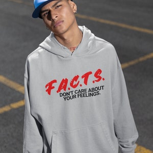 Facts Don't Care About Your Feelings Hoodie D.A.R.E. Styled Hooded Sweatshirt Tom MacDonald FACTS Ben Shapiro Hoodie Hang Over Gang H.O.G.