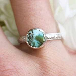 The Milbridge Cremation Ash Ring - Sterling Silver + Turquoise w/ Vintage Floral Band - Stackable Memorial Jewelry For Pet Loss and Grief